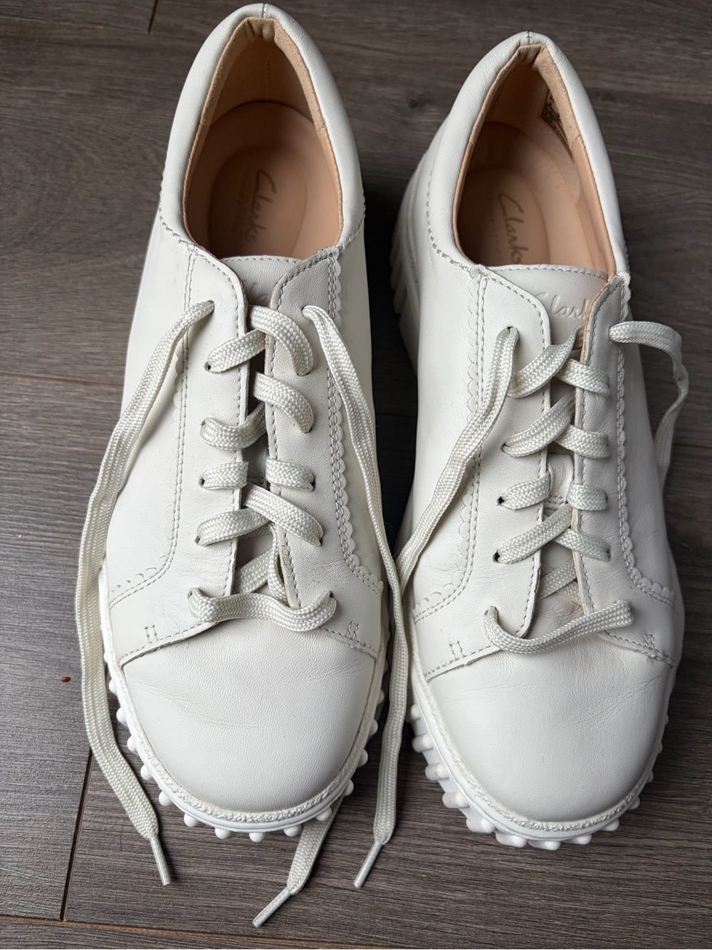 Clarks Women Mayhill White Lace-Up Sneakers